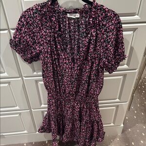 Floral Pink and Black Dress